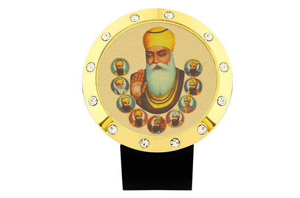 Dashboard Frame - Guru Nanak (Metallic) 24k Gold Plated 