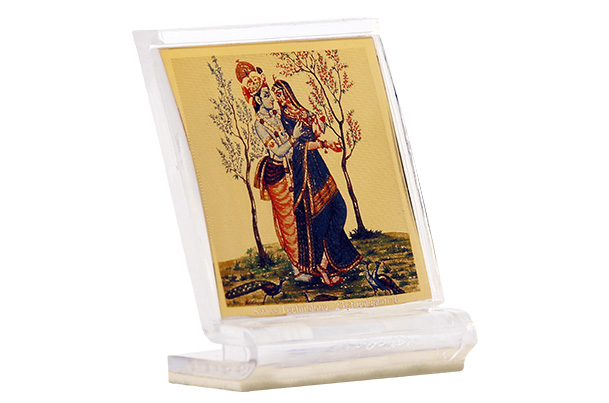 Dashboard Frame Radha Krishna Acrylic 24k Gold Plated