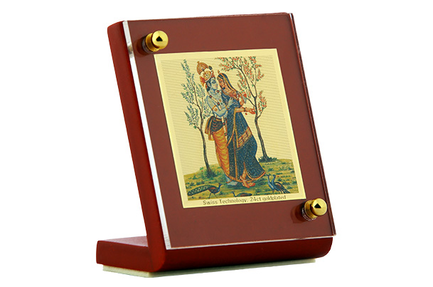 Dashboard Frame Radha Krishna 24k Gold Plated