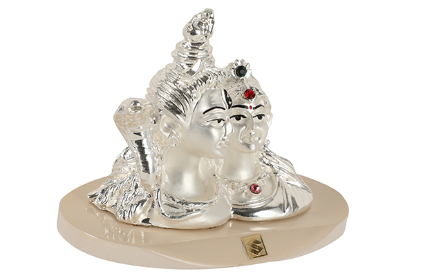 God Idol - Shiva Parvati (Resin) | 24k Silver Plated