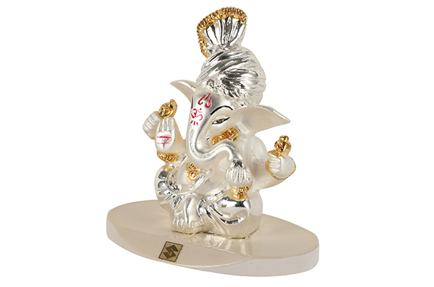 God Idol - Pagdi Ganesha (Resin) | 24k Silver Plated