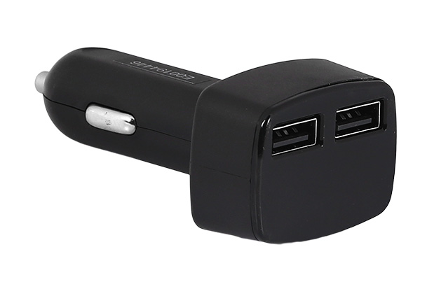 Car Charger - Fast 2 Port With Cabin Temperature Display (Black)